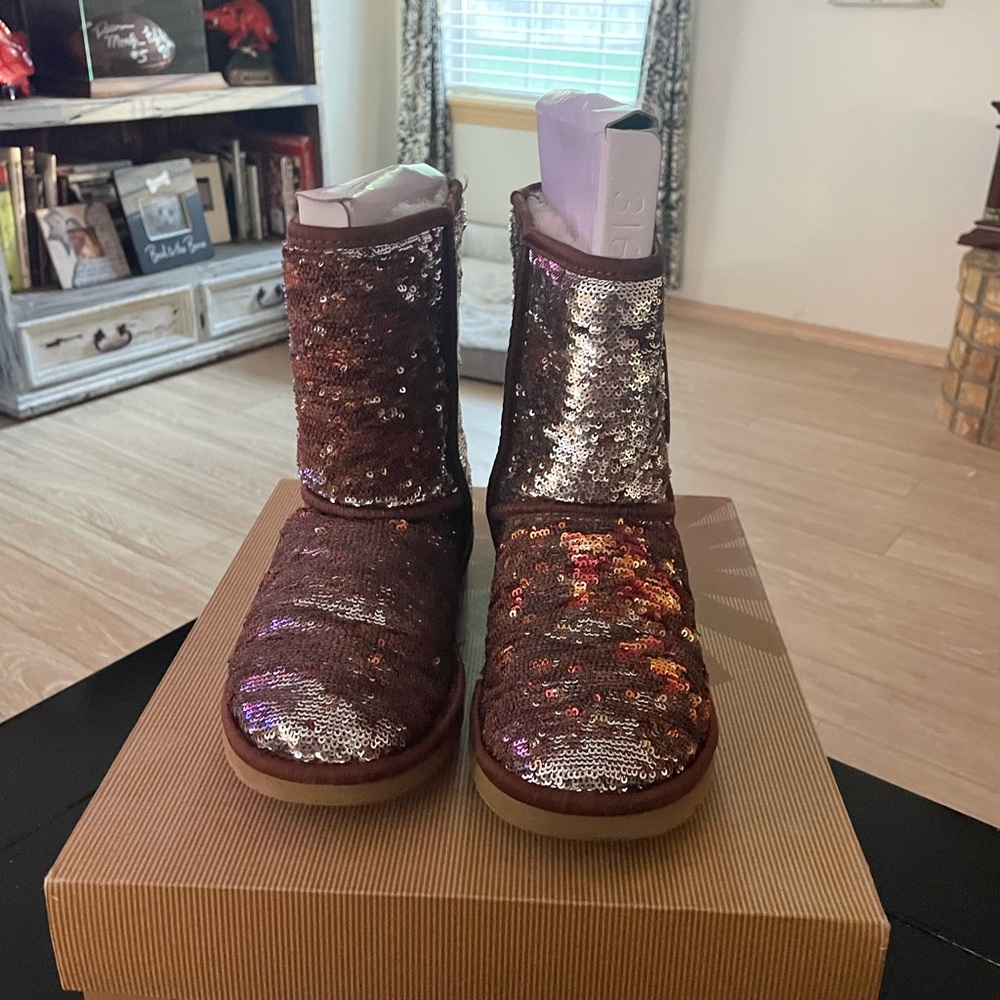 UGG boots! Two tone sparkle UGG boots with original box. Size 6.